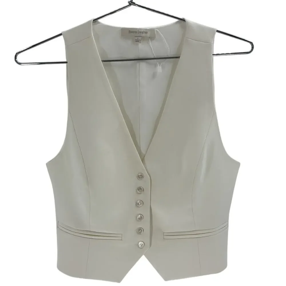 Favorite Daughter Tailored Cream Button Front Vest Size S - Picture 2 of 4